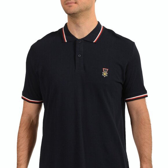 Gianfranco Ferre Men's Piquet Embroidery Blue Short Sleeve Polo Shirt US L IT 52 - Picture 1 of 6
